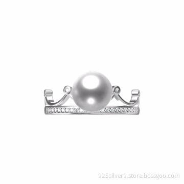 Wholedales Customized colour 925 sterling silver Queen ring with fresh water pearl